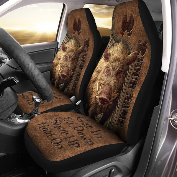 Maxcorners Personalized Name Boar Hunting On Funny Car Seat Covers