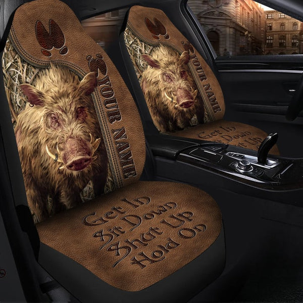 Maxcorners Personalized Name Boar Hunting On Funny Car Seat Covers