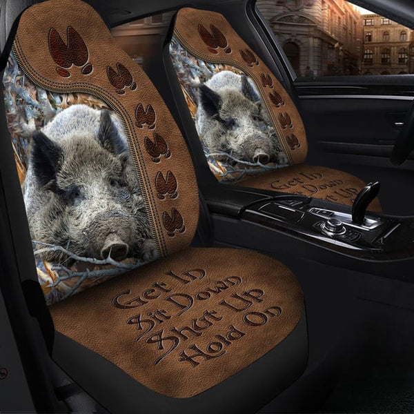 Maxcorners Wild Boar Hunting Hold On Funny Car Seat Covers