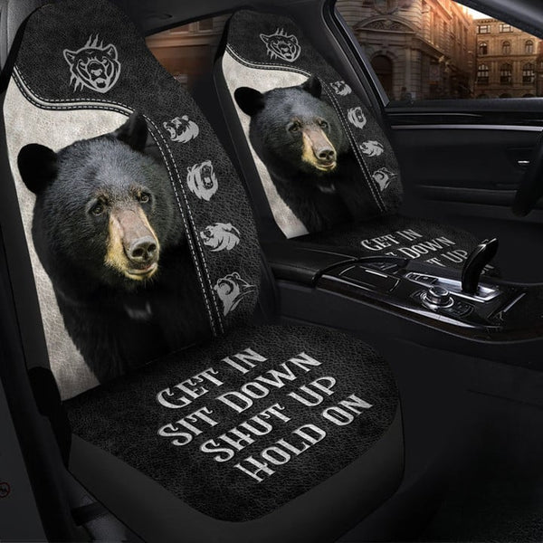 Maxcorners Black Bear Hold on Funny Car Seat Covers