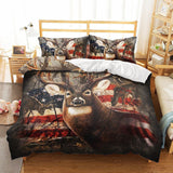 Maxcorners US Flag Deer Hunting Bedding Set