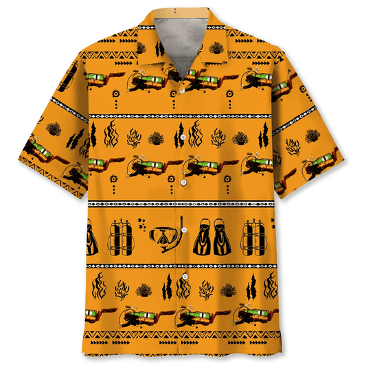 Maxcorners Scuba Diving Vintage Tool Colorful Hawaiian Shirt