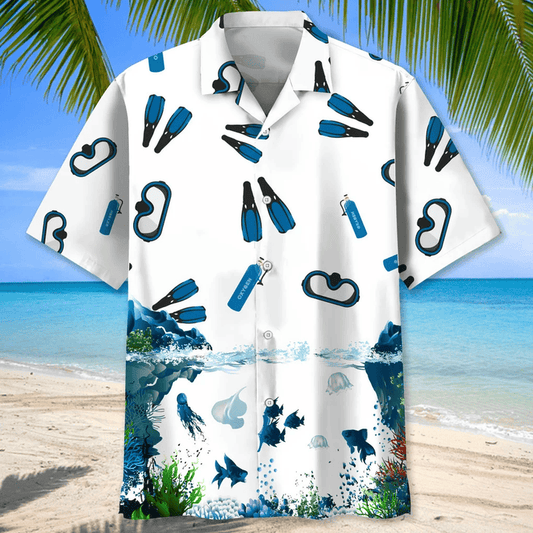 Maxcorners Scuba Diving Lovers Colorful Hawaiian Shirt