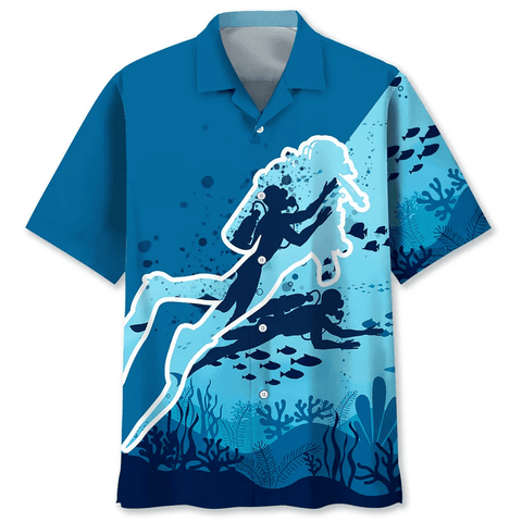 Maxcorners Scuba Diving Ocean Colorful Hawaiian Shirt