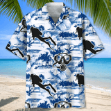 Maxcorners Scuba Diving Blue Naturel Colorful Hawaiian Shirt