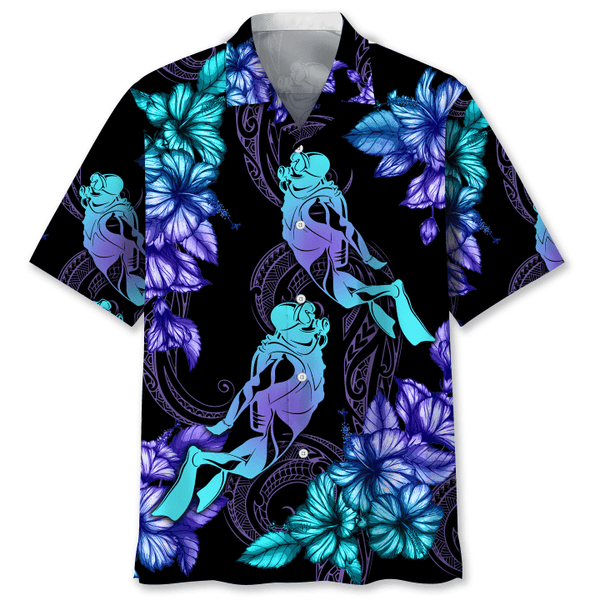 Maxcorners Scuba Diving Tropical Colorful Hawaiian Shirt