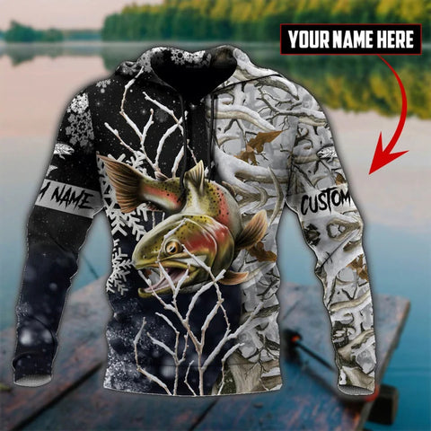 Maxcorners TROUT-SALMON FISHING ICE Customize Name 3D Shirt