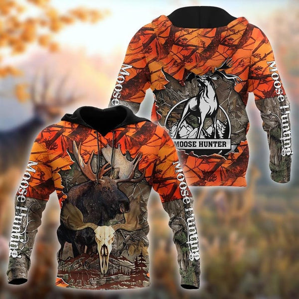 Maxcorners HUNTING MOOSE ORANGE CAMO Customized Name 3D All Over Printed Clothes