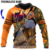 Maxcorners Deer Hunting For Hunter Orange Camo Custom Name Shirt 3D All Over Printed Clothes