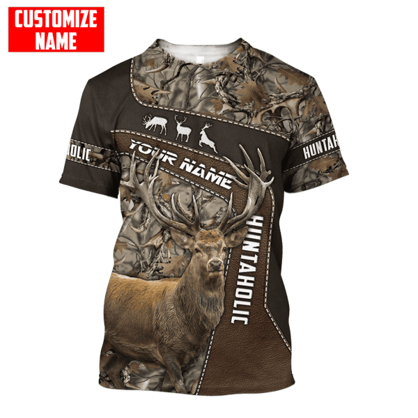 Max Corner PERSONALIZED DEER HUNTING Leather Pattern All Over Printed Shirt Gift For Hunter