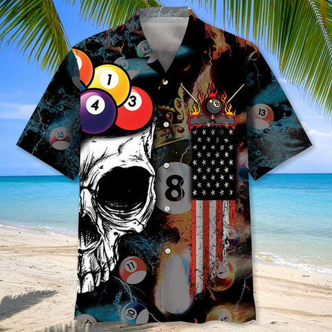 Maxcorners Billiard Skull Hawaiian Shirt