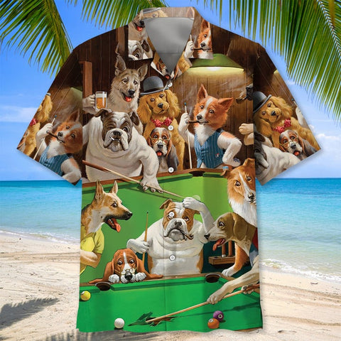 Maxcorners Dog Billiard Hawaiian Shirt