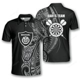 Maxcorners Shield Black White Tribal Tattoo Darts Personalized Name And Team Name 3D Shirt