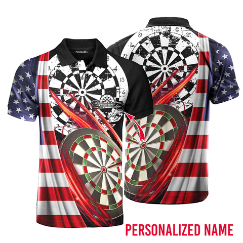 Maxcorners Darts Player American Flag Personalized Name 3D Shirt