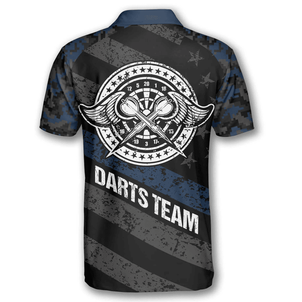 Maxcorners Passionate Blue Camo Darts Personalized Name And Team Name 3D Shirt