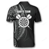 Maxcorners Shield Black White Tribal Tattoo Darts Personalized Name And Team Name 3D Shirt