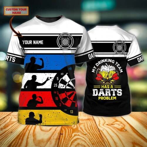 Maxcorners Dart Lovers Gift Personalized Name 3D Shirt