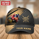 Maxcorners Billiard Leather Pattern Personalized Name 3D Cap