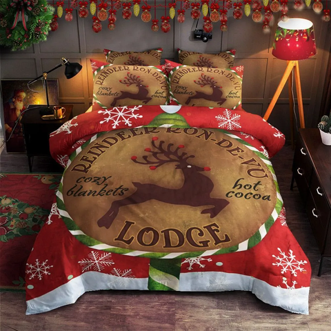 Maxcorners Christmas Reindeer All Over Printed Bedding Set