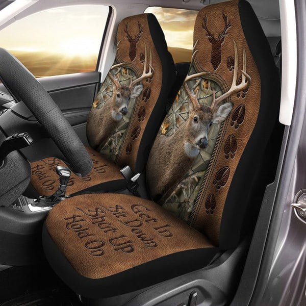 Maxcorners Deer Hunting Hold On Funny Car Seat Covers