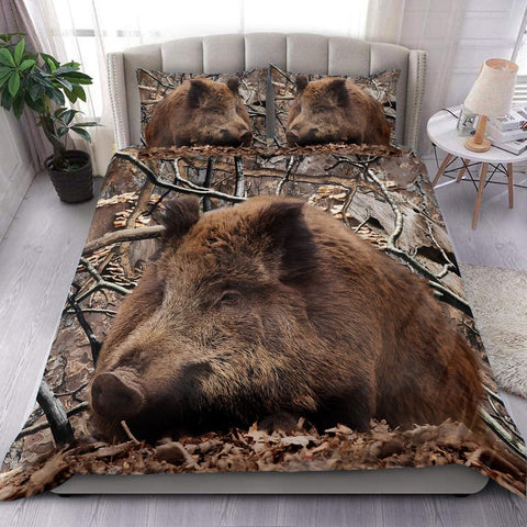Maxcorners Boar Hunting Q4 All Over Printed Bedding Set