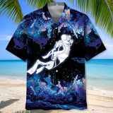 Maxcorners Scuba Diving In Deep Down Of The Ocean Colorful Hawaiian Shirt