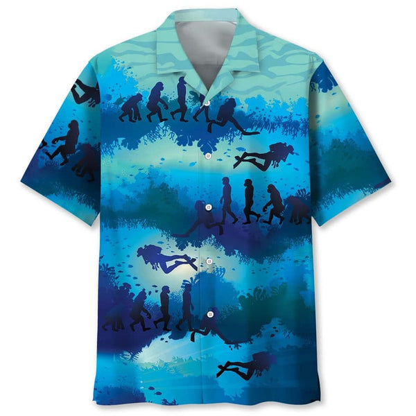 Maxcorners Scuba Diving Revolution Colorful Hawaiian Shirt