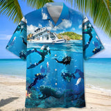 Maxcorners Scuba Diving Crúie Vacation Colorful Hawaiian Shirt