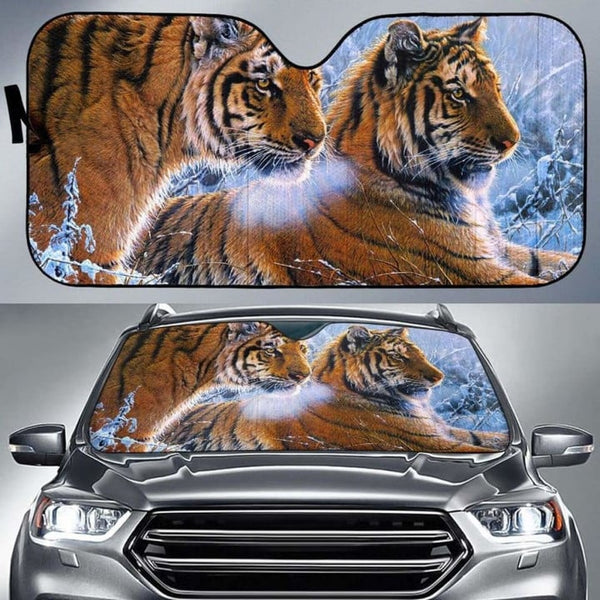 Maxcorners Tigers Oil Paint Car Sun Shade