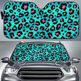 Maxcorners Green Leopard Skin Print Pattern Car Auto Sun Shade