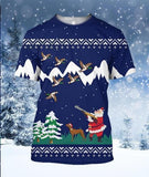 Maxcorners Duck Hunting Christmas | Blue Shirt 3D All Over Printed Clothes