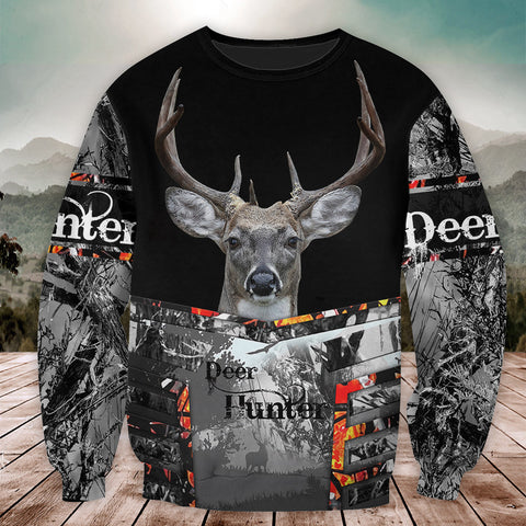 Maxcorners Deer Hunting Gray 3D All Over Printed Unisex Shirt