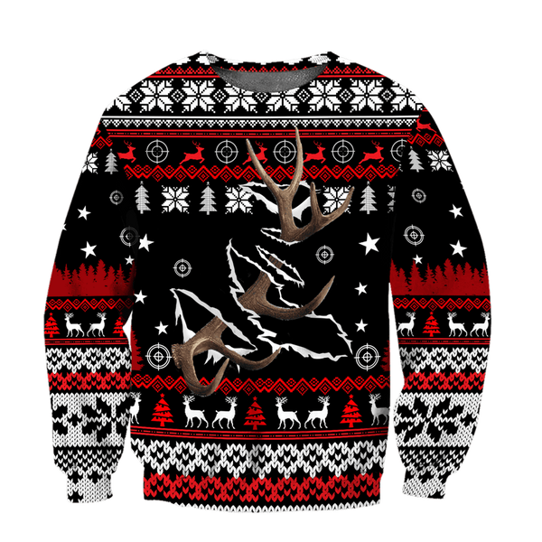 Maxcorners Deer Hunting Christmas Shirt 3D All Over Printed Clothes