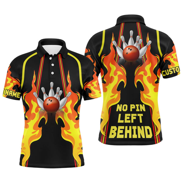 Maxcorners No Pin Left Behind Cool Flame Bowling Customized Name 3D Shirt