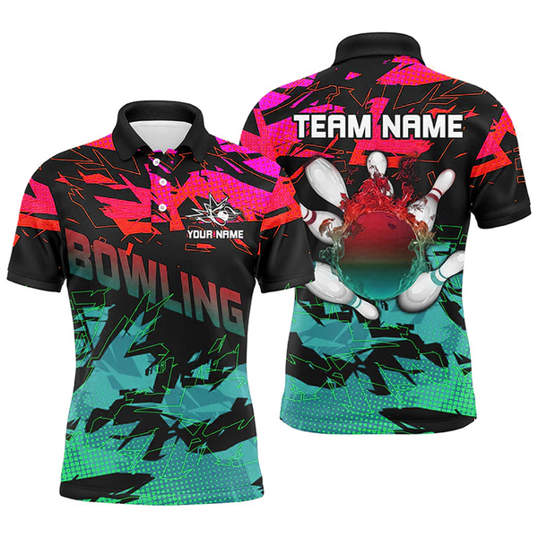 Maxcorners Camo Bowling Custom Team Bowling Jerseys Multicolor Option Customized Name 3D Shirt
