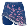 Maxcorners Customized Bowling Trouser Skirts With Shorts Underneath, Bowling Flowers Cherry Blossom Skorts With Pockets