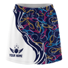 Maxcorners Customized Bowling Trouser Skirts With Shorts Underneath, Skittles And Balls Outline Bowling Pattern Skorts With Pockets
