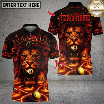 Maxcorners Lion Face 8 Billiards Design Multicolor Customized Name, Team Name 3D Shirt
