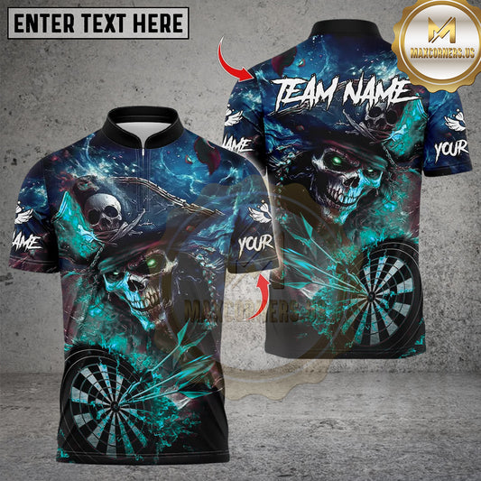 Maxcorners Darts Pirate Skeleton With Dartboard Multicolor Customized Name, Team Name 3D Shirts