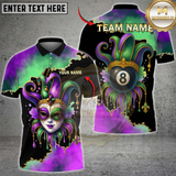 Maxcorners Billiards 8 Ball Mardi Gras Mask Personalized Name 3D Unisex Shirt