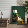 Maxcorners Funny Duck Bathroom Canvas Wall Art – Quirky Rustic Lodge Decor – Mallard Humor Gift Idea