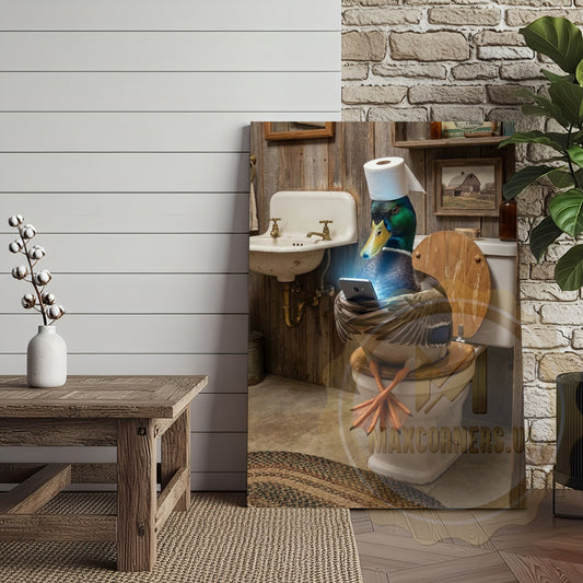 Maxcorners Duck Canvas Vintage Farmhouse Bathroom Smartphone Canvas Wall Art