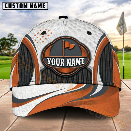 Maxcorners Golf Flag Badge Dynamic Wave Personalized Name 3D Cap (7 Colors)