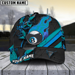 Maxcorners Billiard Ball 8 Peaceful Fire Personalized Name 3D Cap (4 Colors)