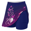 Maxcorners Customized Bowling Trouser Skirts With Shorts Underneath, Bowling Navy Pink Neon Butterfly Skorts With Pockets
