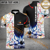 Maxcorners Black and White Light Bowling Jersey Customized Name, Team Name 3D Polo Shirt
