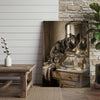 Maxcorners Wolf Canvas Rustic Bathroom Mirror Reflection Vanity Canvas Wall Art
