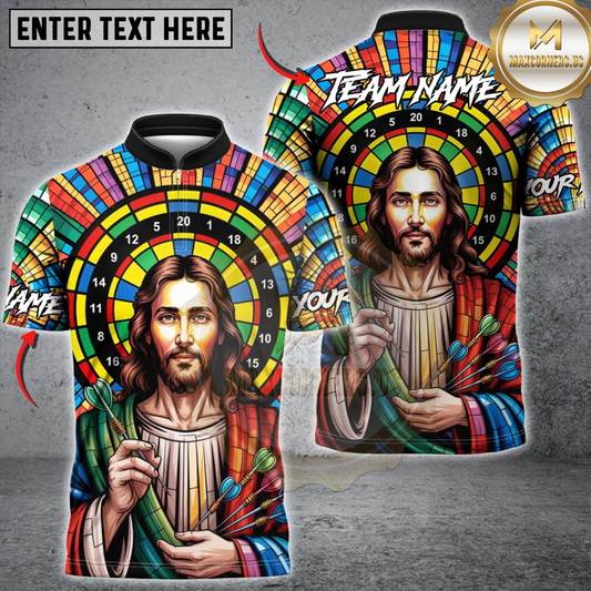 Maxcorners Darts Holy Light Dartboard Personalized Name, Team Name 3D Shirt