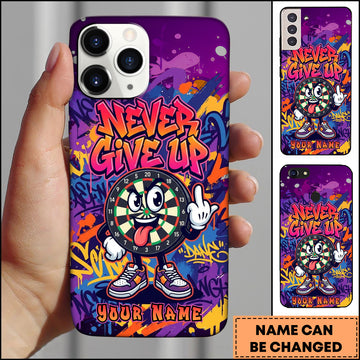 Maxcorners Darts Never Give Up Dartboard Character Personalized Name Phone Case