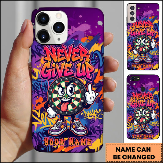 Maxcorners Darts Never Give Up Dartboard Character Personalized Name Phone Case